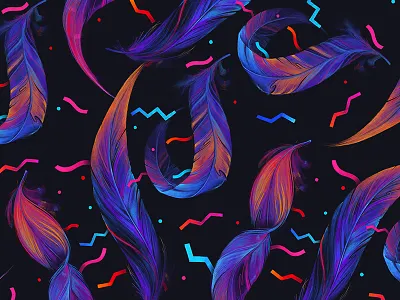 Blowing in the Wind bird color feather illustration pattern pattern design repeat