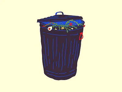 Trash Can Flowers art floral flowers garbage illustration trash