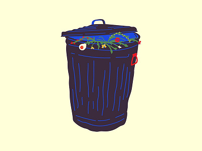 Trash Can Flowers art floral flowers garbage illustration trash