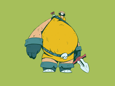 Cyclops adventure adventurer character design fantasy monster ogre skull story sword warrior