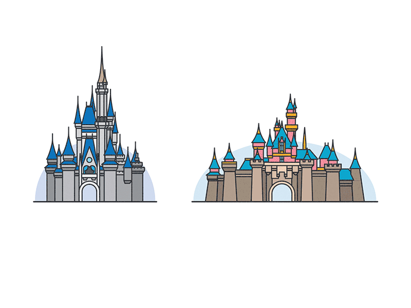 Switching Castles cinderella disney disney parks disney world disneyland fairy tale illustration princess sleeping beauty