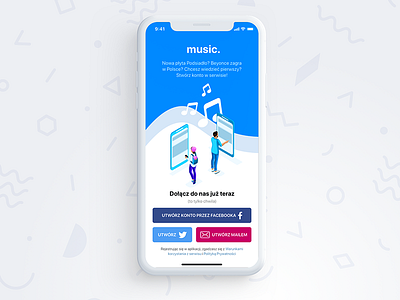 Music app login screen alternative facebook login mobile app music register screen sign in sign up signup twitter ui ux