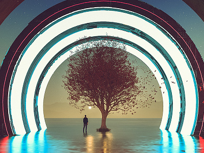 Forbidden - Experiment 15 3d amr art behance c4d digital elshamy fly illustration landscape man