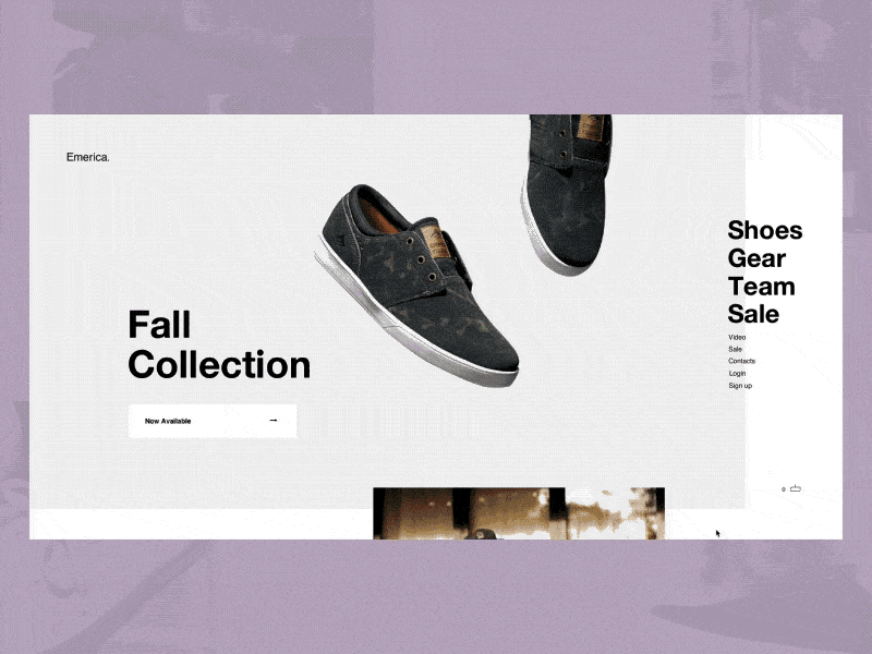 Emerica animation ecommerce grid instagram landing layout logo minimal shop slider typography web