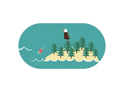 Acadia Sneak - Eagle & Bouy acadia bouy eagle illustration island maine national park poster sea vector