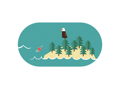 Acadia Sneak - Eagle & Bouy acadia bouy eagle illustration island maine national park poster sea vector