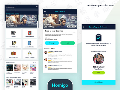 Homigo - Service at your Doorstep android clap design ios provider service ui uiux urban ux