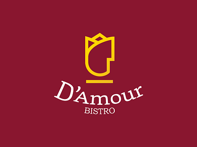 D'amour Bistro bistro face france idenity line art logo mark roses