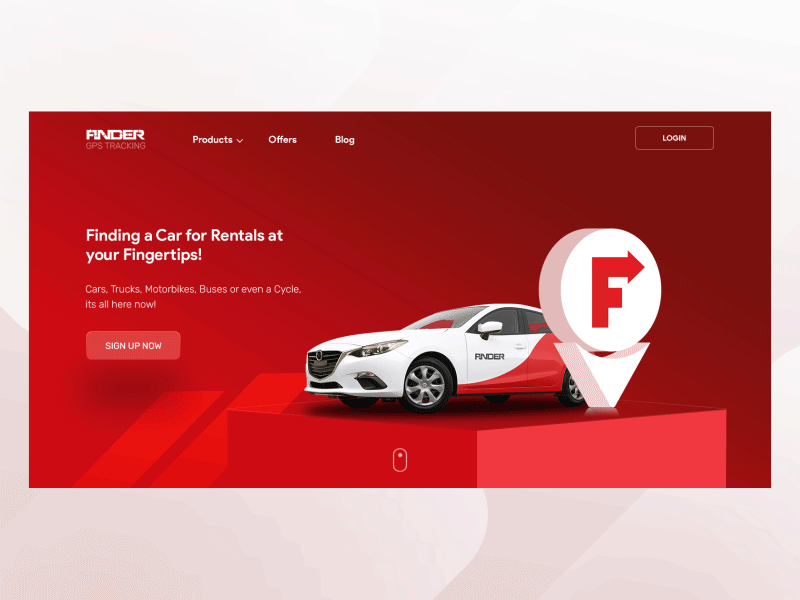 Finder GPS Tracking View animation app car finder gif gps header hero landing map motion web