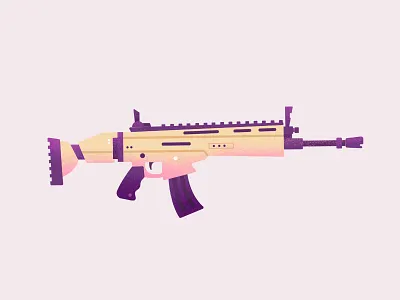 SCAR brush design editorial flat fortnite gun icon illustration texture weapon
