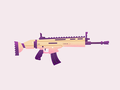 SCAR brush design editorial flat fortnite gun icon illustration texture weapon