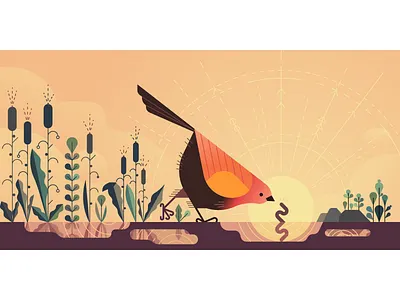 ☀️Early Bird ☀️ bird sun sunrise uber vector worm