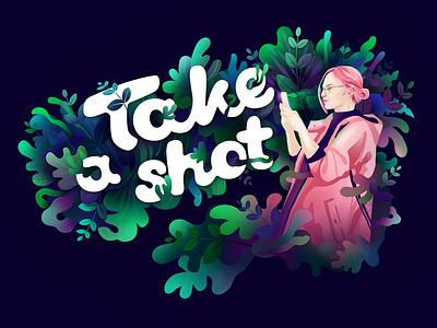 Take a shot! green illustration leafs mobile nature organic picture pink shapes shot violet