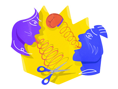 Tongue fight | 巧舌如簧 chinese chineseidiom design flat fourchars hiwow idiom illustration people tongue vector
