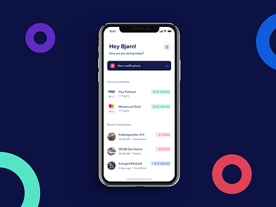 Nordea bank banking colorful finance ios iphone iphone x minimal mobile money nordea redesign