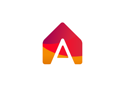 "A" House Logo a color geometric home house logo logomark logotype mark orange red