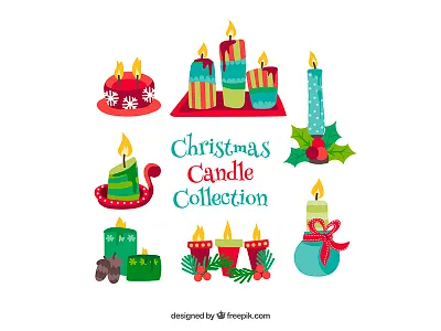 Christmas Candle Collection flat freepik illustration vector
