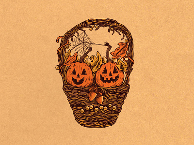 WEENZINE V art basket halloween illustration pumpmin spider spooky spoopy zine