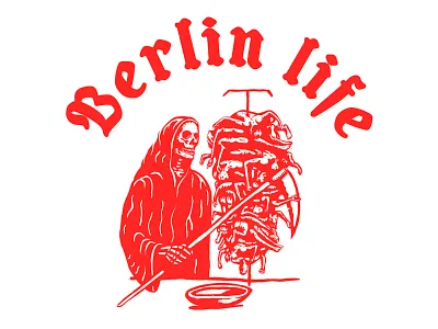 Berlin Life berlin illustration kebab reaper skull tshirt