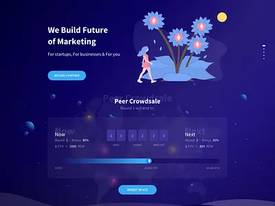 Smart Marketing on Blockchain bitcoin blockchain ethereum ico landing mining site typography ui ux web