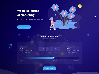 Smart Marketing on Blockchain bitcoin blockchain ethereum ico landing mining site typography ui ux web