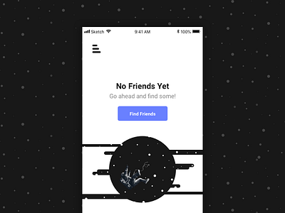 No Friends app dark empty empty state friends mobile social space ui white