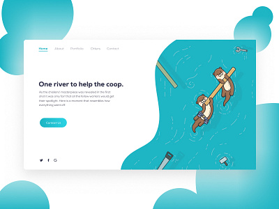 Web Illustration Otters 2d blue clean cute flat illustration minimalist otter web illustration