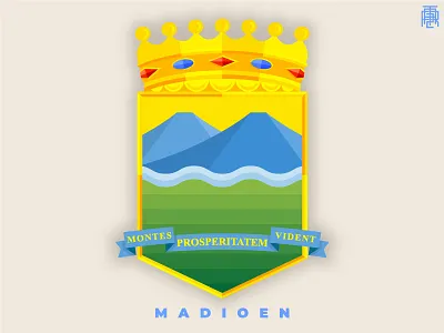 Netherlands Colony Badge 07 badge crown dutch emblem indonesia label madiun medieval mount mountain netherlands sign