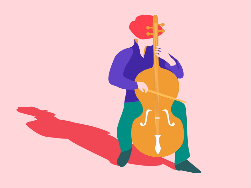 just play 2d animation calm cello flat illustration music play relax vector