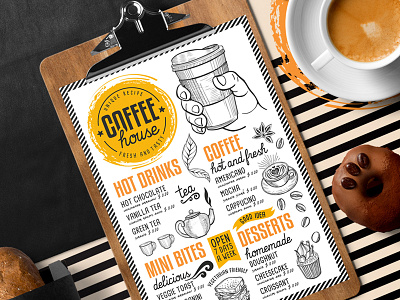 Coffee Menu Template bar branding coffee drink illustration menu restaurant template