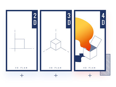 Architect Project Plans 2d 3d 4d architect architecture box gradient isometric minimalistic plan