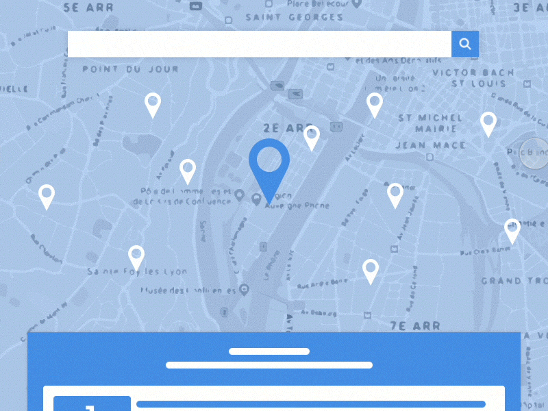 Results display concept (search in a map) animation concept interaction map principle ui ux webdesign