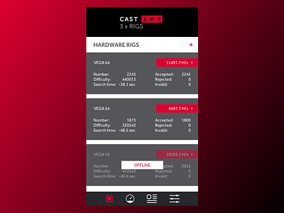 CastXMR Miner App amd app castxmr crypto cryptocurrency miner monitor ui ux xmr