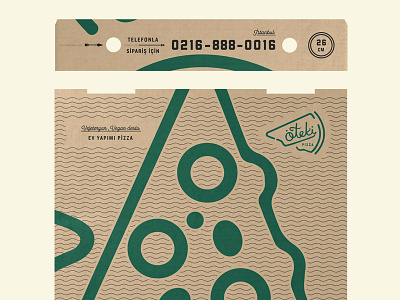 Oteki Pizza pt.4 Box Trim Marks box branding concept design icon illustration lettering logo packaging pizza script typography