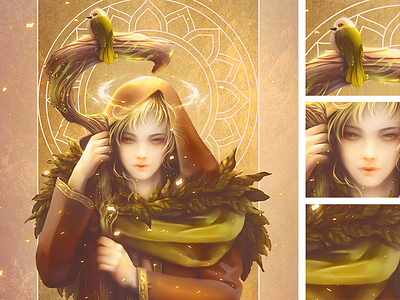 Spirit Forest 2d art nouveau character digital art digital paint fantasy illustration shaman wizard