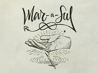 Mar a sul handdraw handmade illustration logo