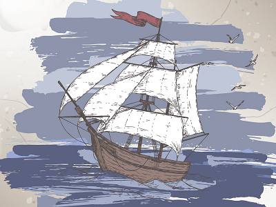 Dreaming of adventures advernture drawing hand drawn illustration nautical old paper sail ship sketch tallship vintage