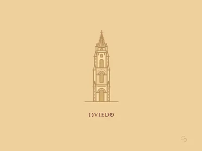 Oviedo Cathedral adventure architecture belltower cathedral church espana illustration minimal oviedo spain travel vector