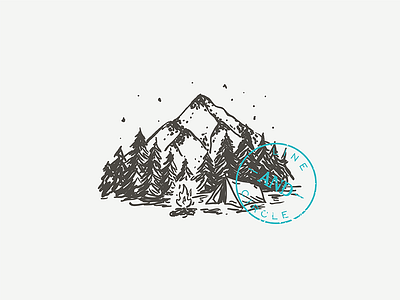 Camp adventure camp camping forest hand drawn moon night tree