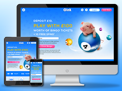 Oink Bingo is now live! bingo casino gamble live new oink pig ui ux website