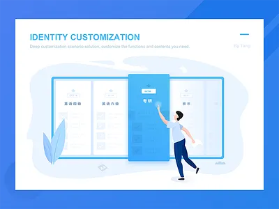 Identity customization blue botany character dialogue english illustrations mobile phone study translate ui