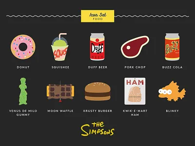 Mmm... food beer burger cola donut food icon set icons illustration soda the simpsons