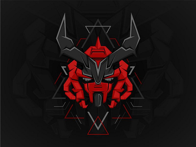 Geometric Red Devil Gundam background devil geometric art gundam horn red robot sacred geometry sci fi triangle