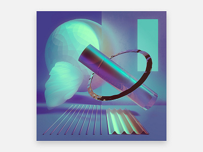 EVERYTHING IN ITS RIGHT PLACE 5k blender blue cycles floating murderloft purple render surreal wallpaper