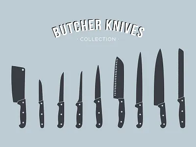Butcher Knives Collection butcher buy chef creative design designer food foodie illustrations knives silhouette