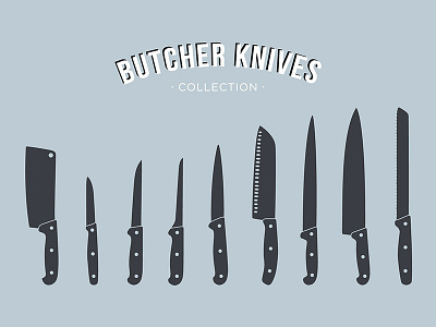 Butcher Knives Collection butcher buy chef creative design designer food foodie illustrations knives silhouette