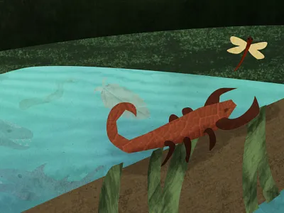 Pulmonoscorpius — detail from "My Life Story by A. Rock" book detail geology history illustration science scorpion texture