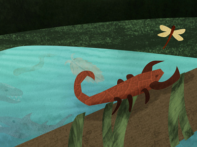 Pulmonoscorpius — detail from "My Life Story by A. Rock" book detail geology history illustration science scorpion texture