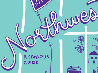 Senior Grad Bags Color 01 hand drawn illustration map northwestern purple