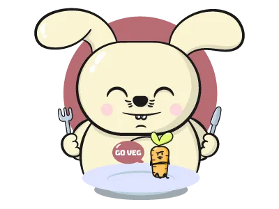 Go Veg bunny colorful cool flat fun green rabbit veg vegan vegetarian veggie